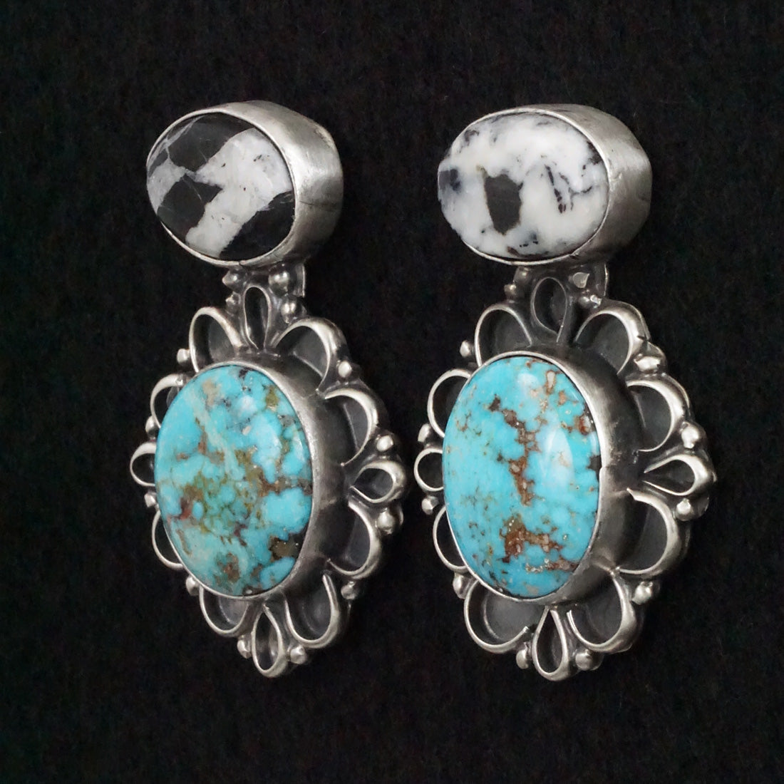 Bob Becenti Turquoise, White Buffalo & Sterling Silver Necklace Set