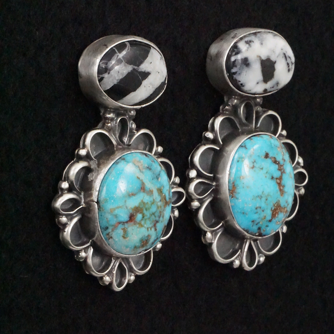 Bob Becenti Turquoise, White Buffalo & Sterling Silver Necklace Set