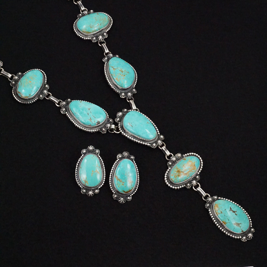 Bob Becenti Turquoise & Sterling Silver Necklace Set