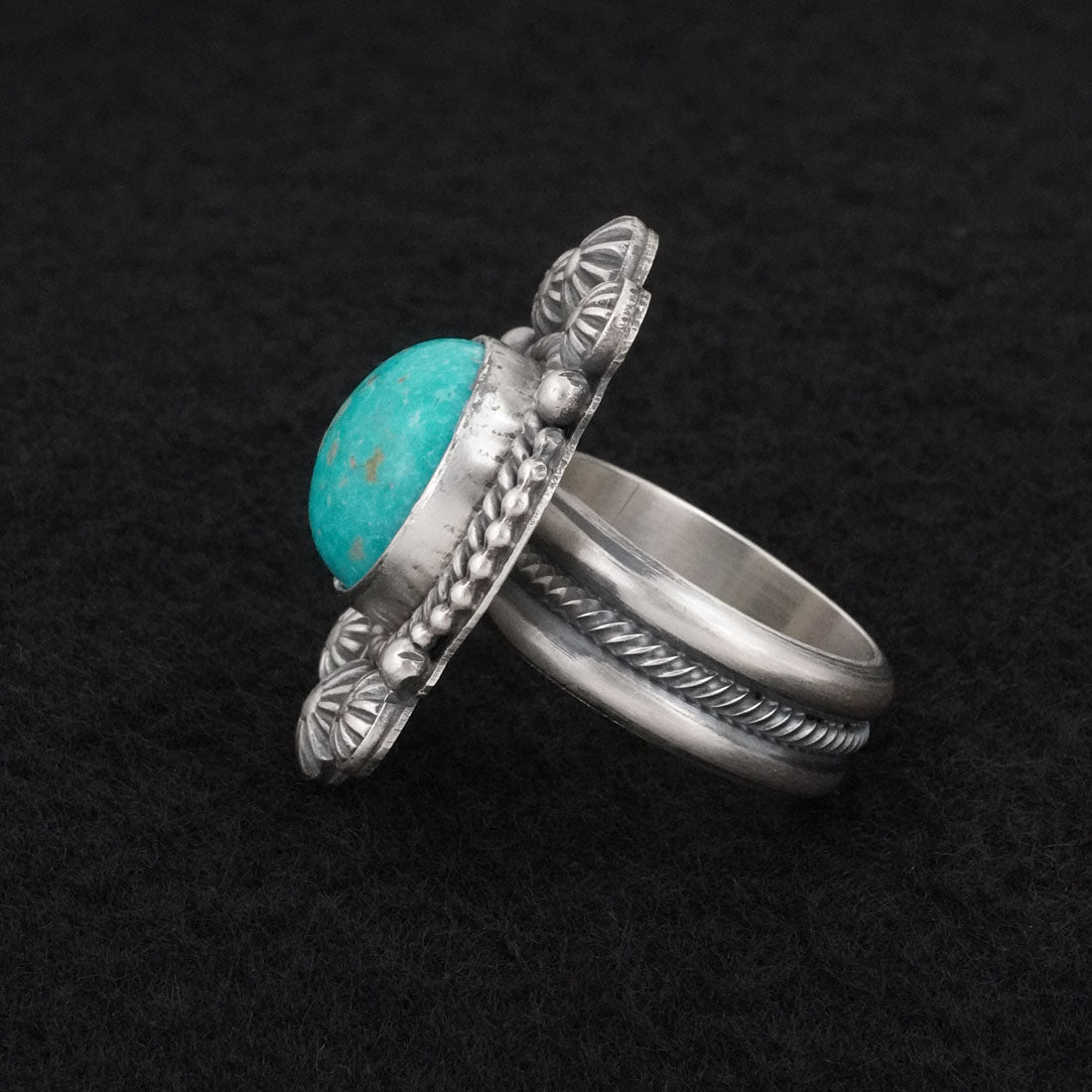 Michael Calladitto Turquoise & Sterling Silver Ring Size 8