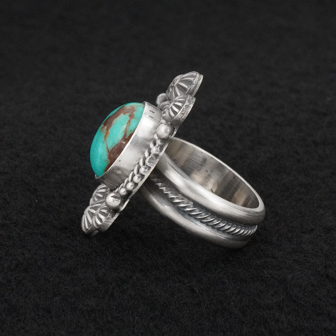 Michael Calladitto Turquoise & Sterling Silver Ring Size 8