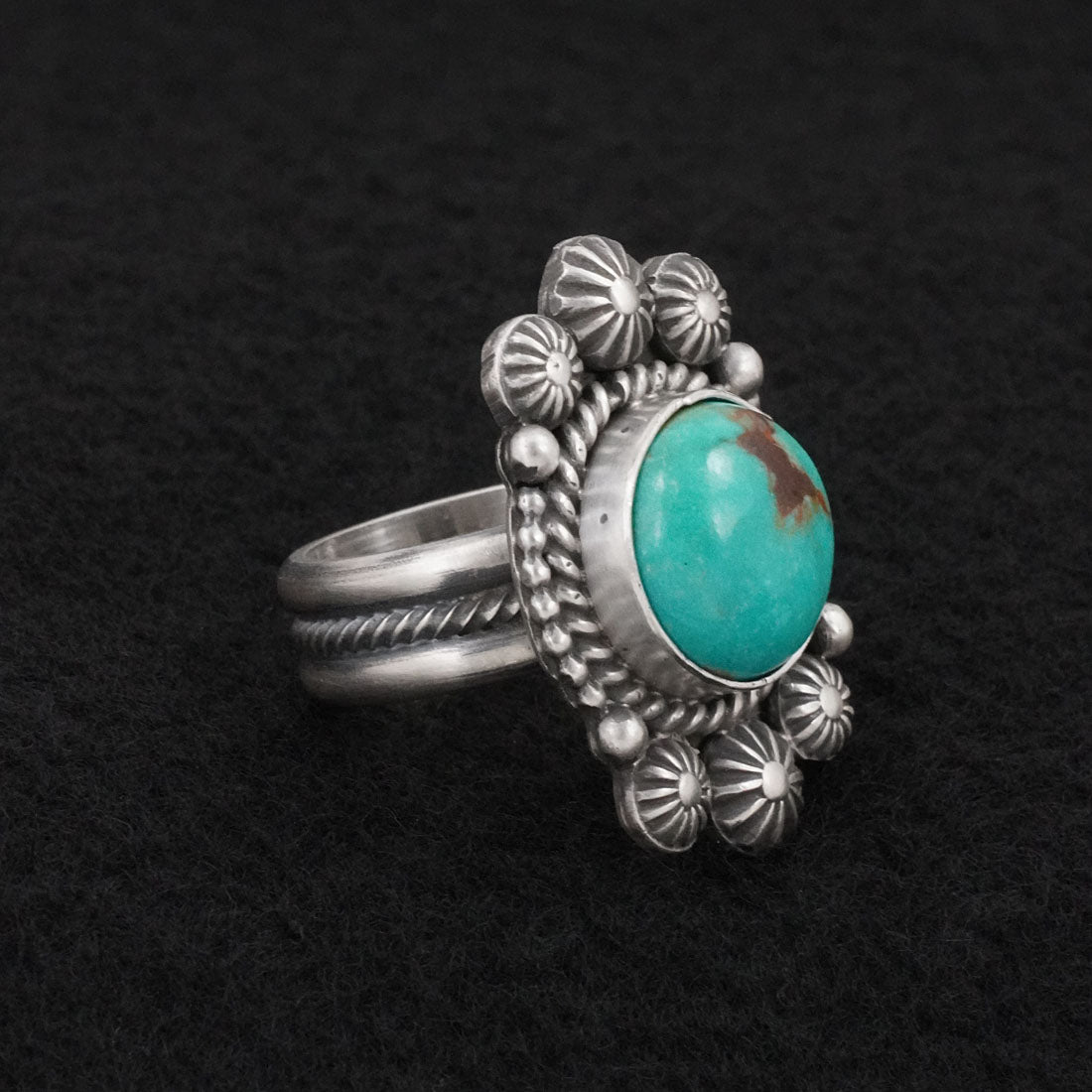 Michael Calladitto Turquoise & Sterling Silver Ring Size 8