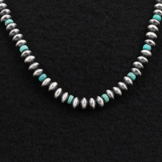 Tonisha Haley Turquoise & Sterling Silver Navajo Pearl Necklace 22"