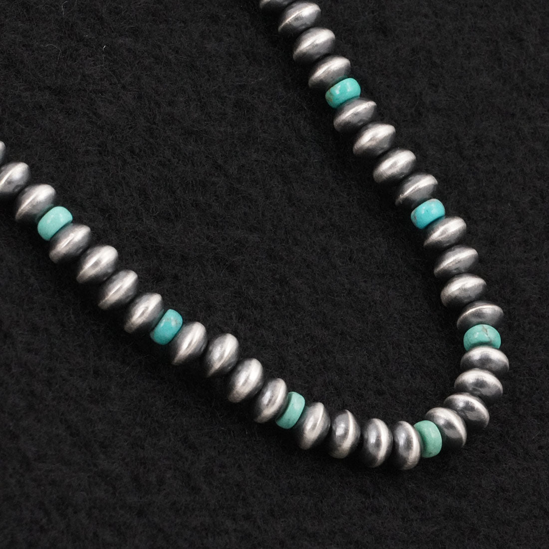 Tonisha Haley Turquoise & Sterling Silver Navajo Pearl Necklace 22"