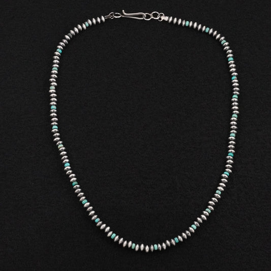 Tonisha Haley Turquoise & Sterling Silver Navajo Pearl Necklace 20"