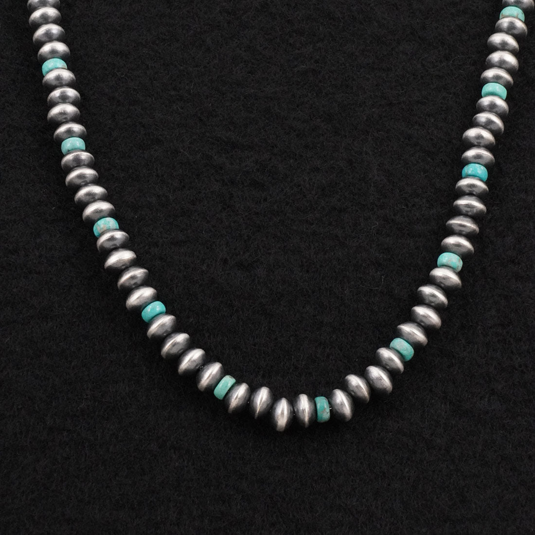 Tonisha Haley Turquoise & Sterling Silver Navajo Pearl Necklace 20"