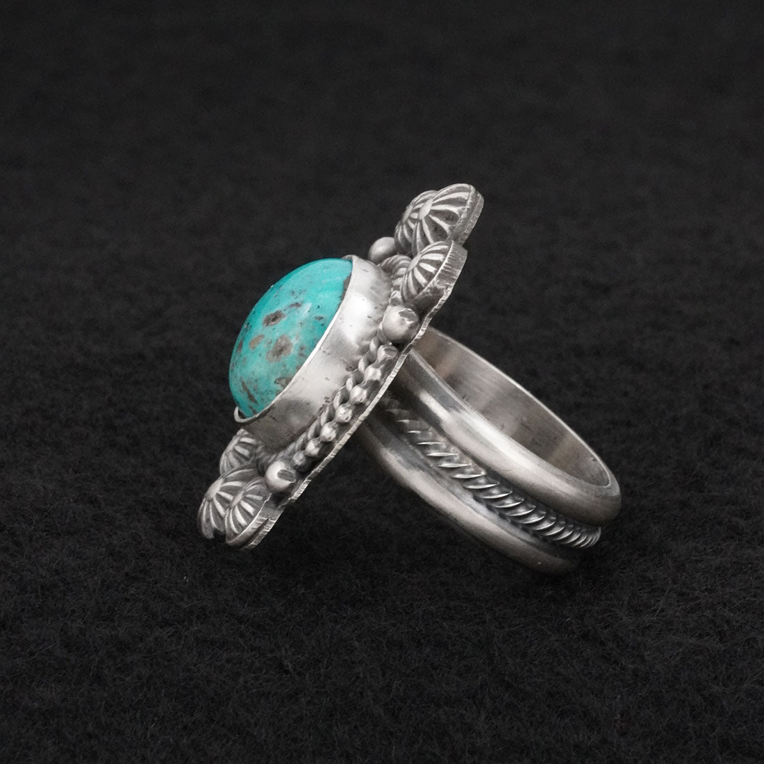 Michael Calladitto Turquoise & Sterling Silver Ring Size 8