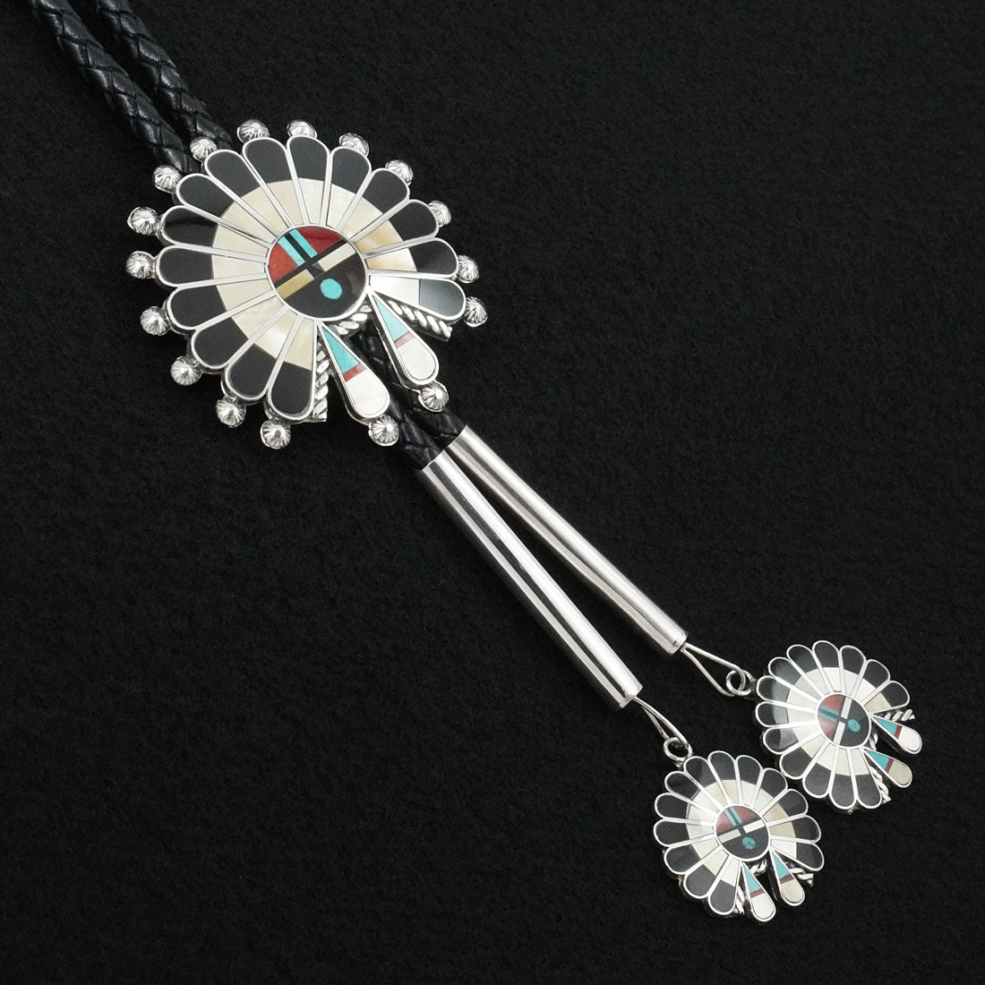 April Unkestine Multi-Stone & Sterling Silver Bolo Tie