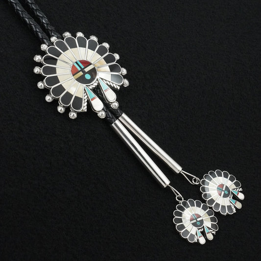 April Unkestine Multi-Stone & Sterling Silver Bolo Tie