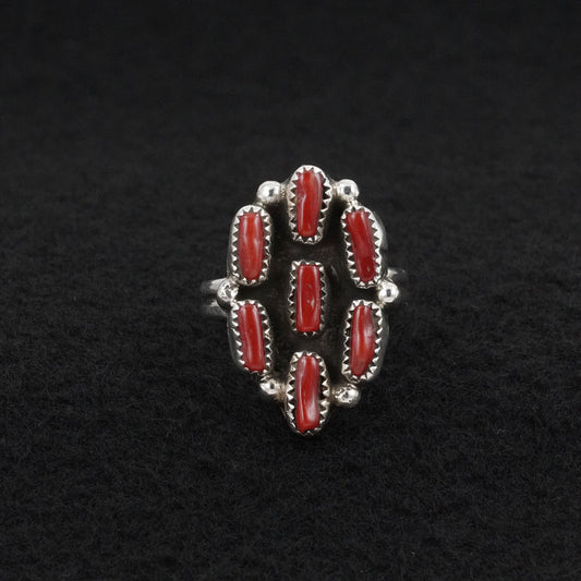 Priscilla Reeder Coral & Sterling Silver Ring Sz. 7.5