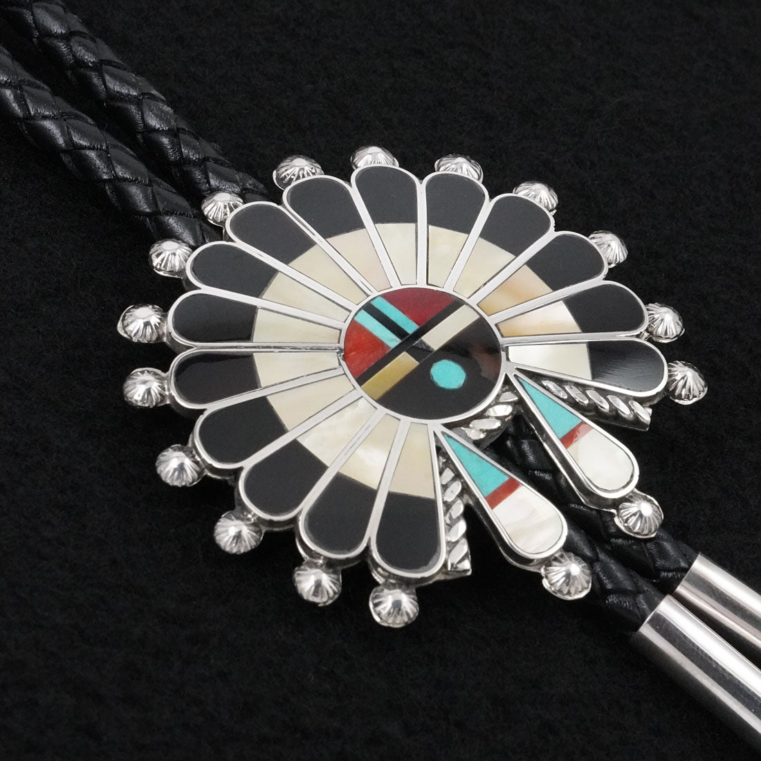 April Unkestine Multi-Stone & Sterling Silver Bolo Tie