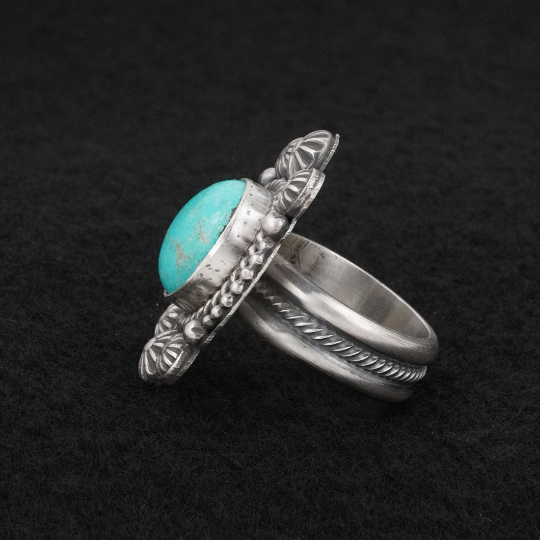 Michael Calladitto Turquoise & Sterling Silver Ring Size 8