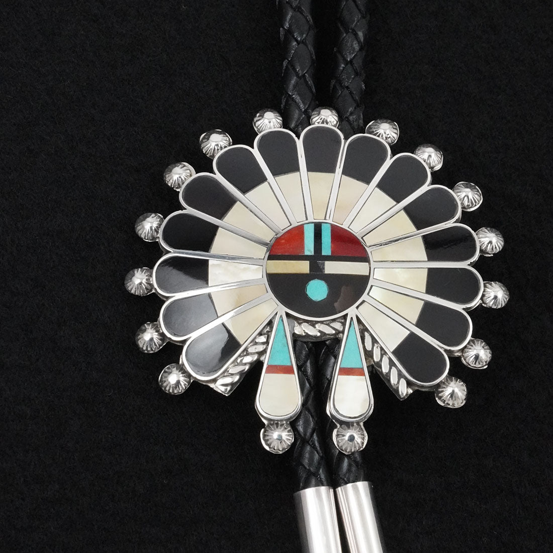 April Unkestine Multi-Stone & Sterling Silver Bolo Tie
