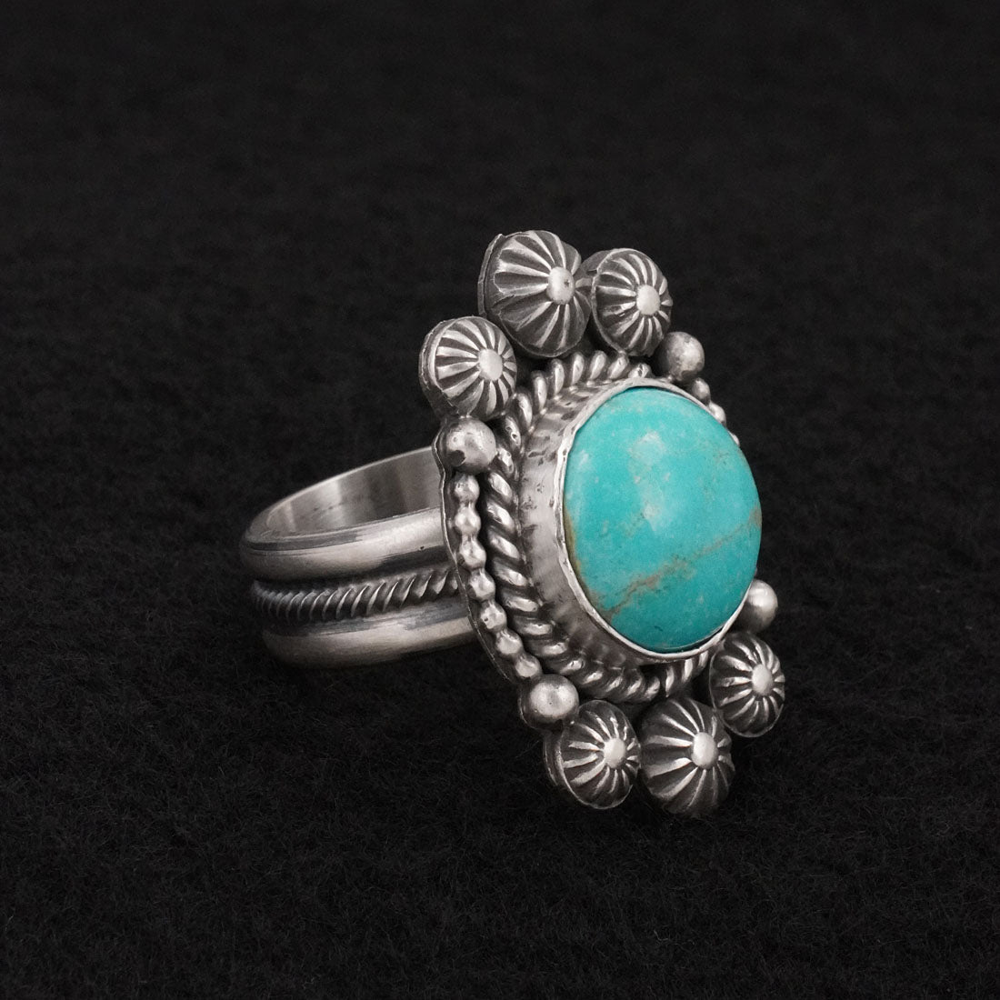 Michael Calladitto Turquoise & Sterling Silver Ring Size 8