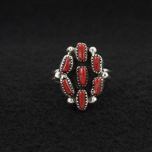 Priscilla Reeder Coral & Sterling Silver Ring Sz. 8
