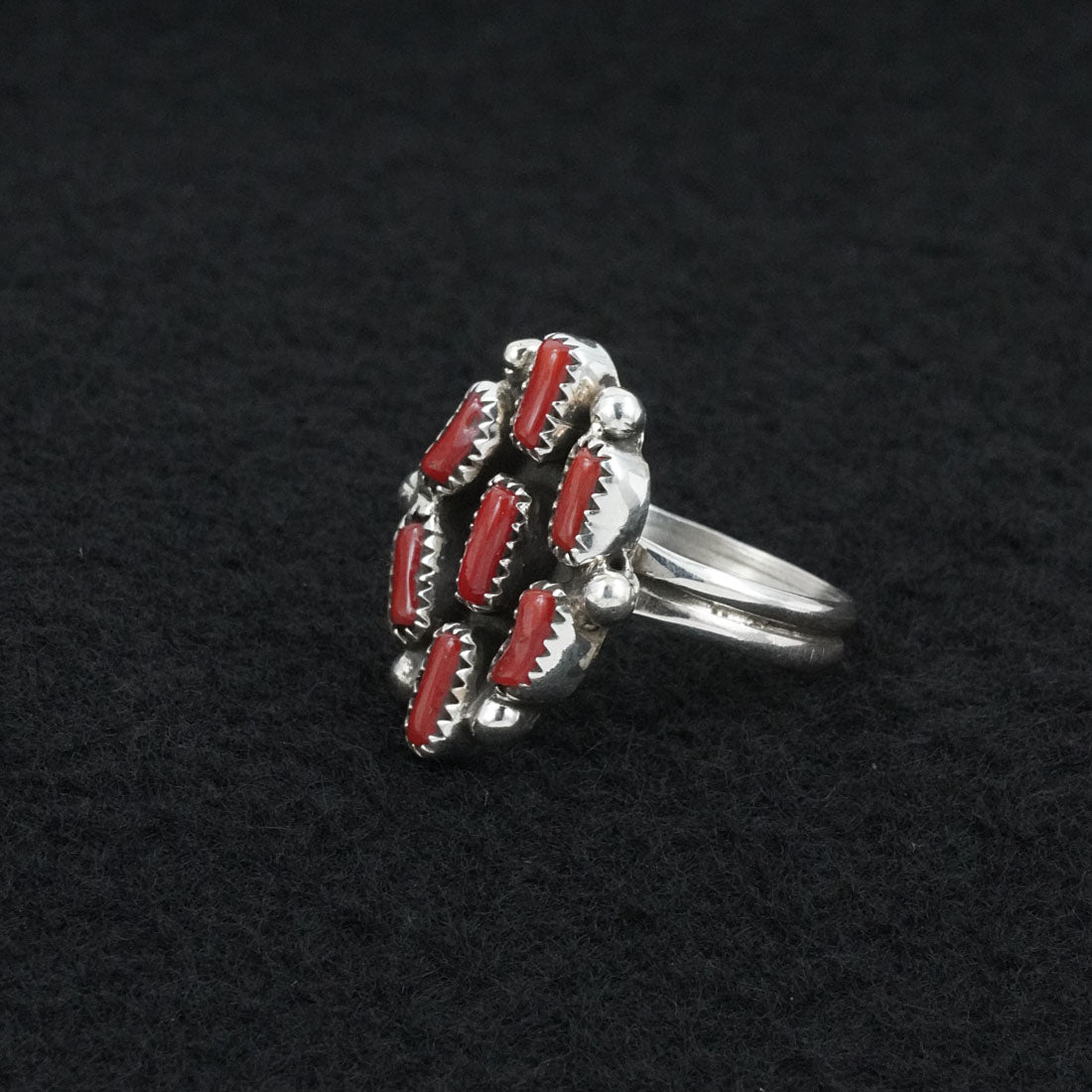 Priscilla Reeder Coral & Sterling Silver Ring Sz. 8