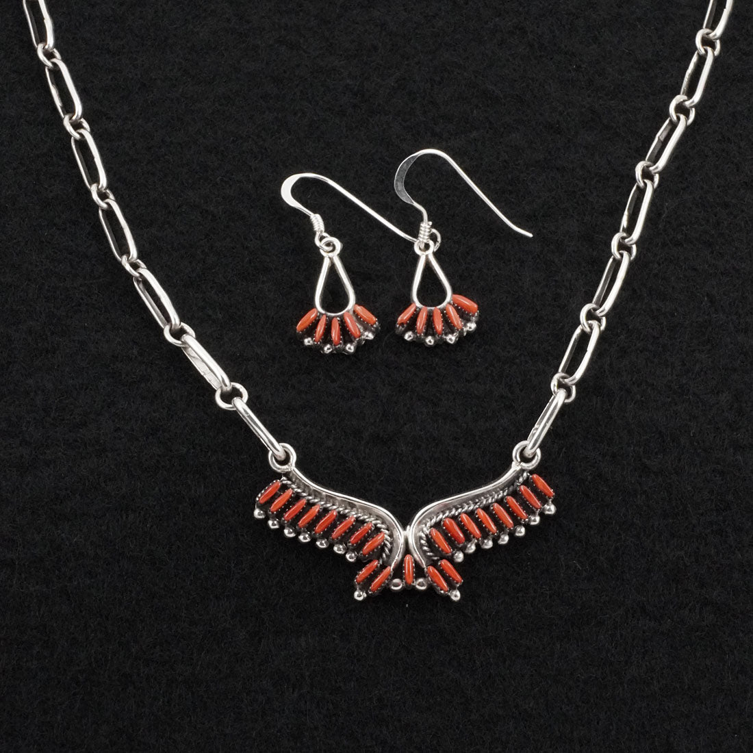 Mildred Ukestine Coral & Sterling Silver Necklace Set