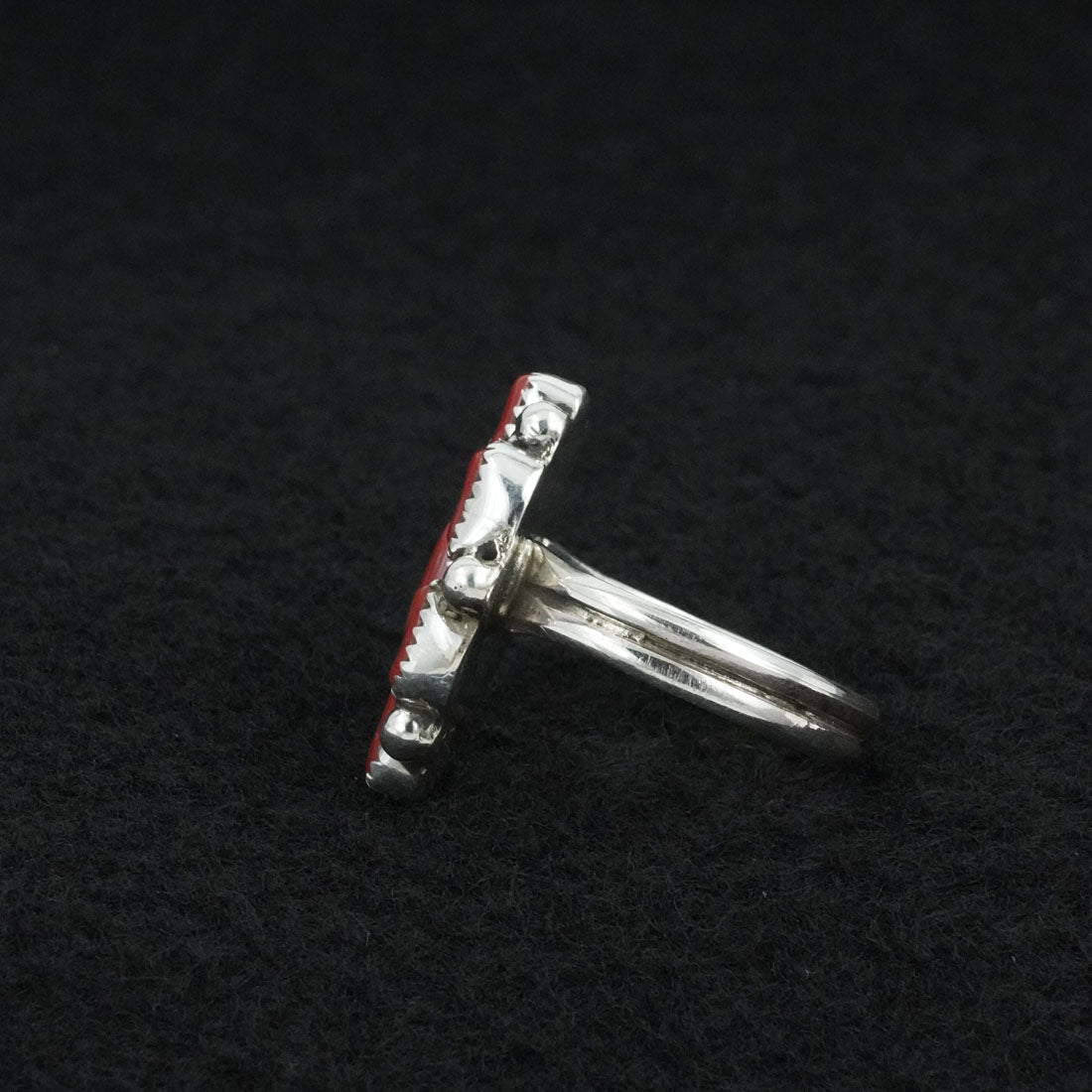Priscilla Reeder Coral & Sterling Silver Ring Sz. 8