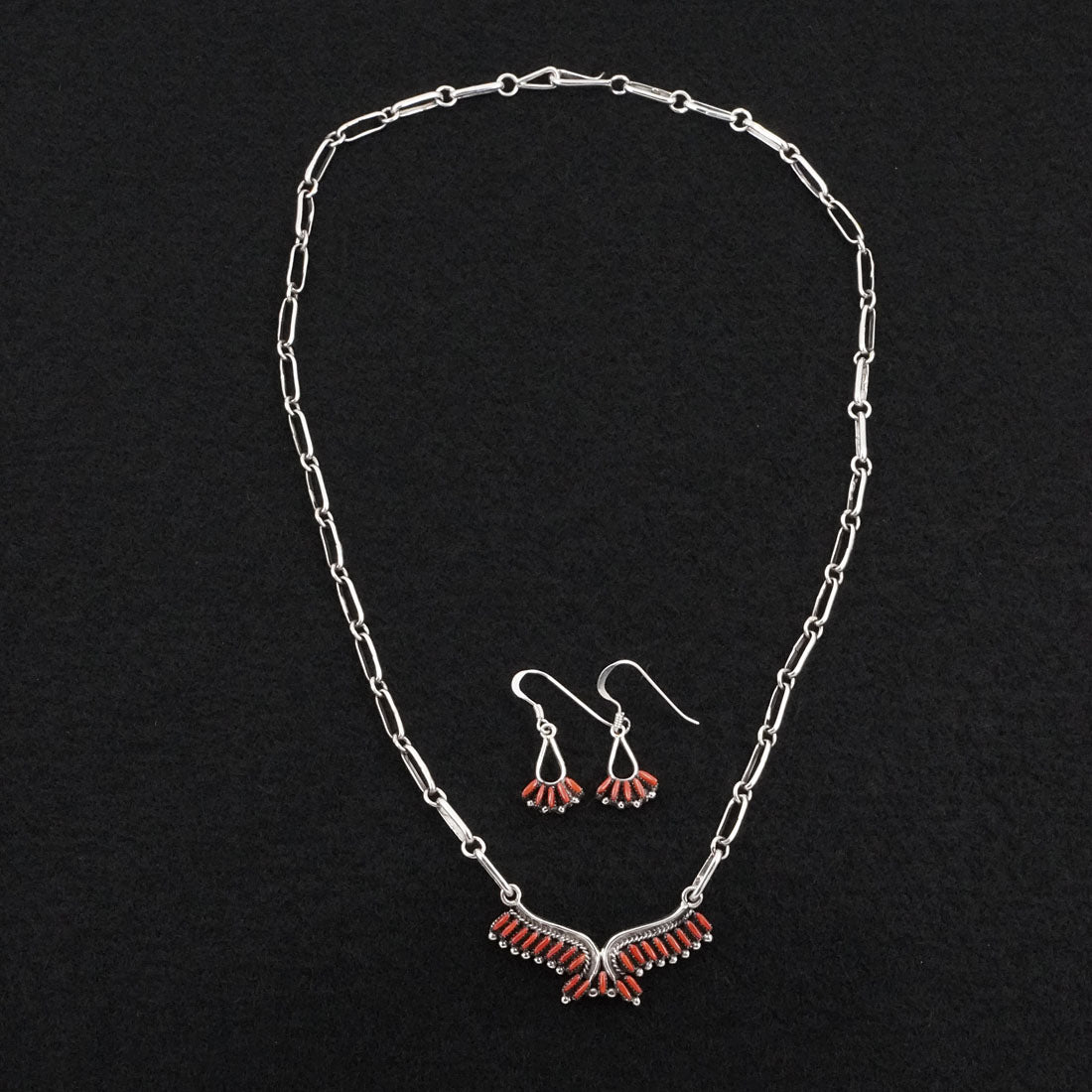 Mildred Ukestine Coral & Sterling Silver Necklace Set