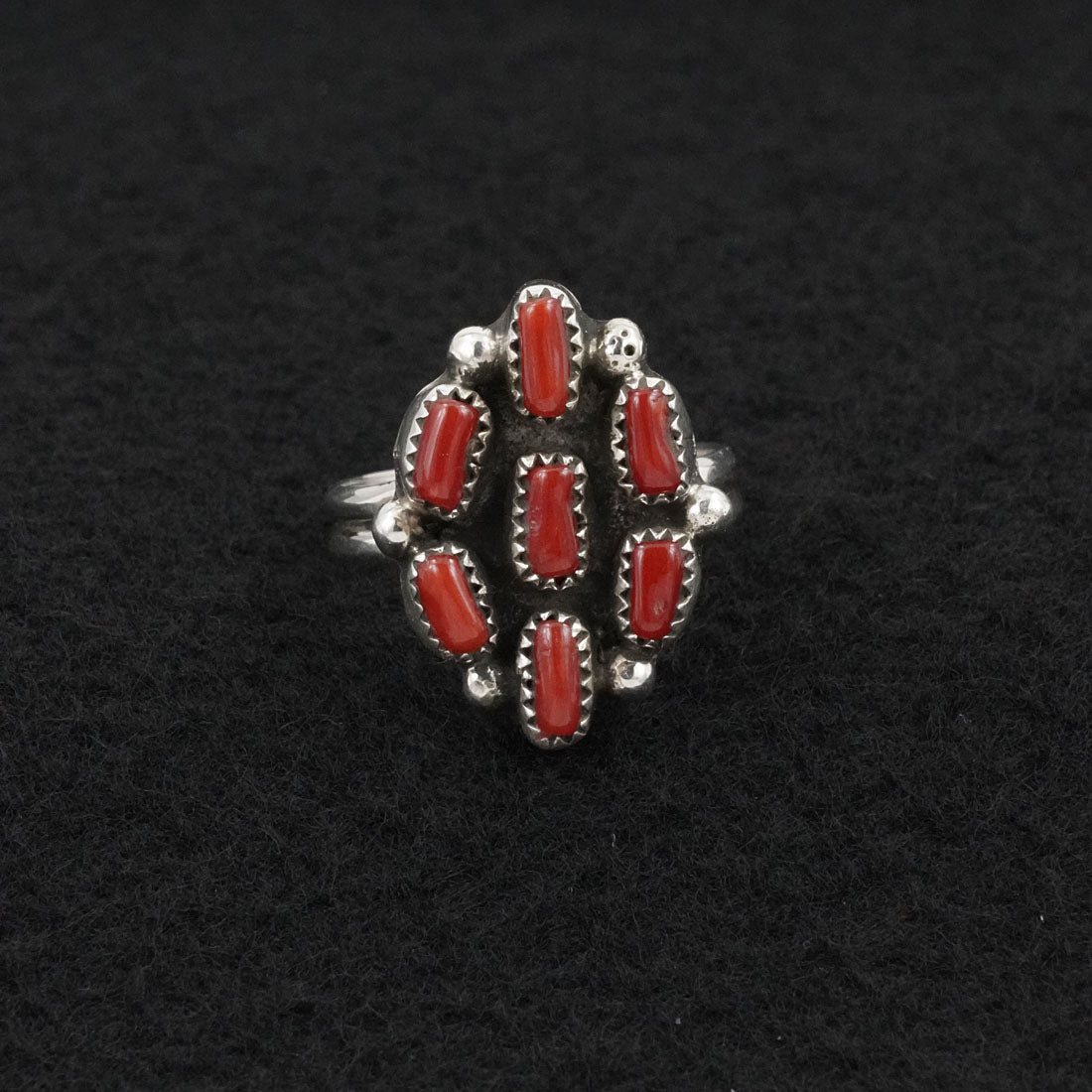 Priscilla Reeder Coral & Sterling Silver Ring Sz. 8