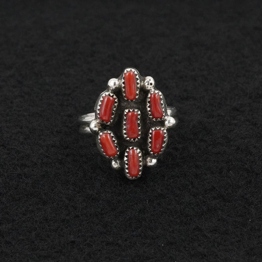 Priscilla Reeder Coral & Sterling Silver Ring Sz. 8