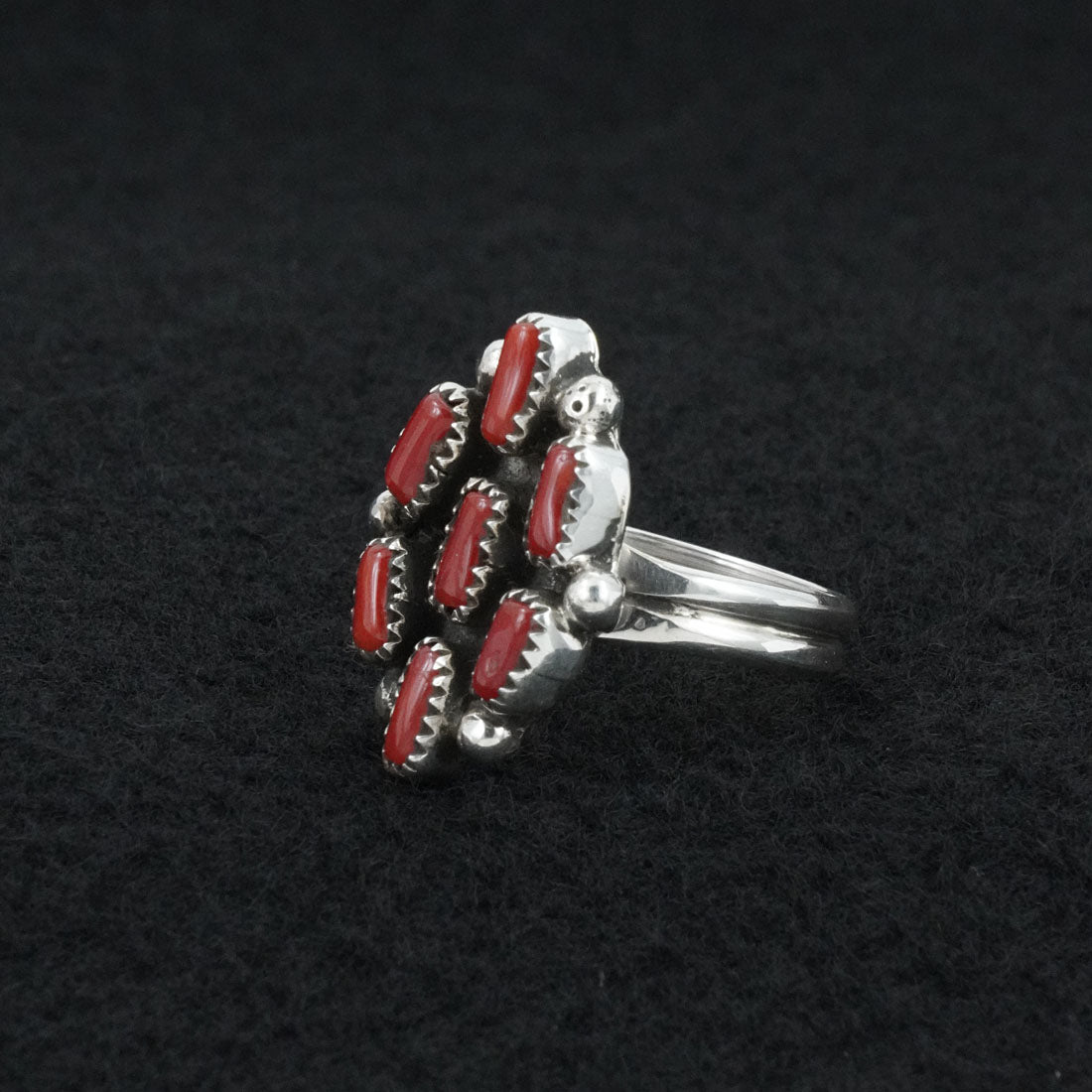 Priscilla Reeder Coral & Sterling Silver Ring Sz. 8