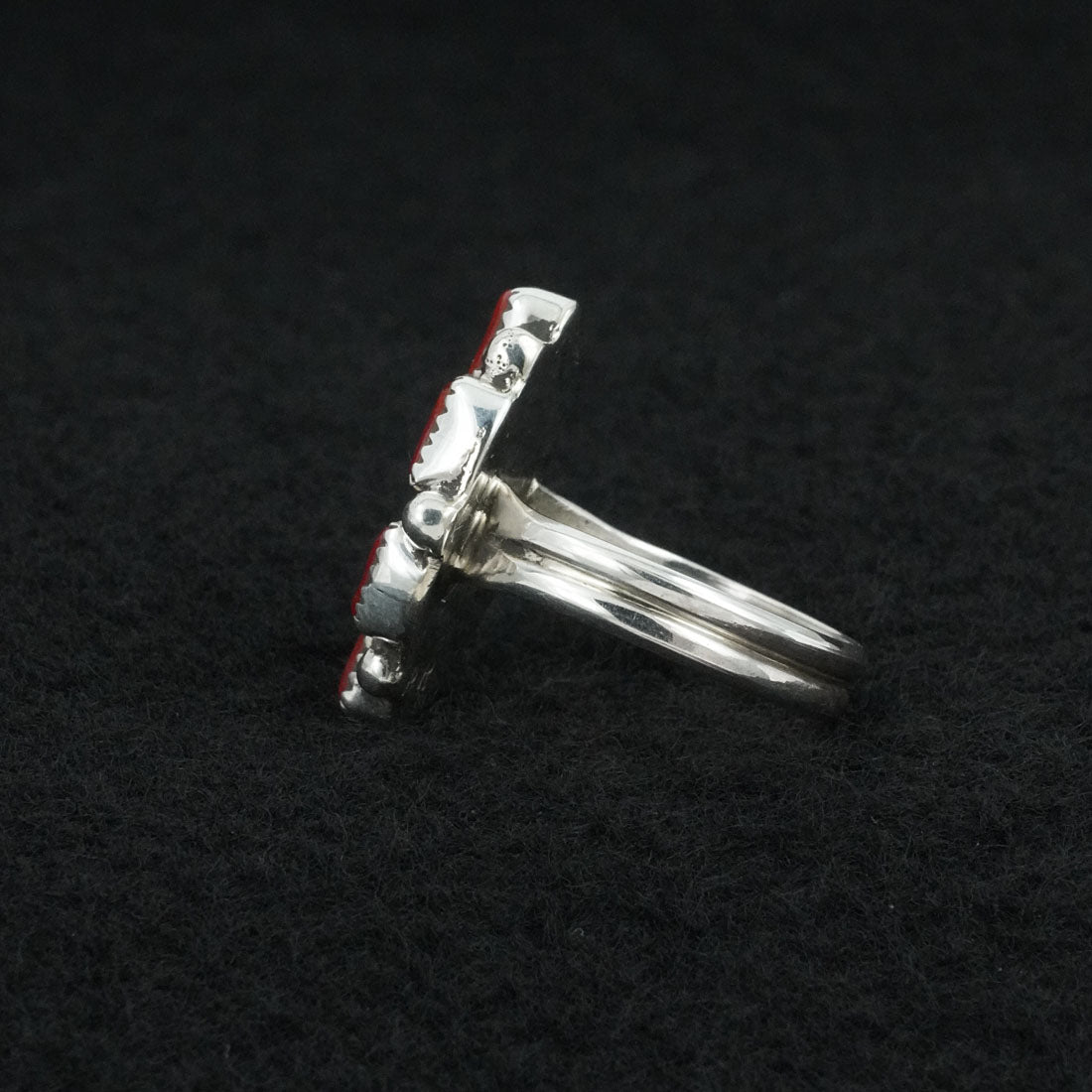 Priscilla Reeder Coral & Sterling Silver Ring Sz. 8