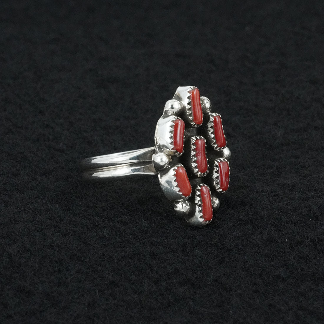Priscilla Reeder Coral & Sterling Silver Ring Sz. 8