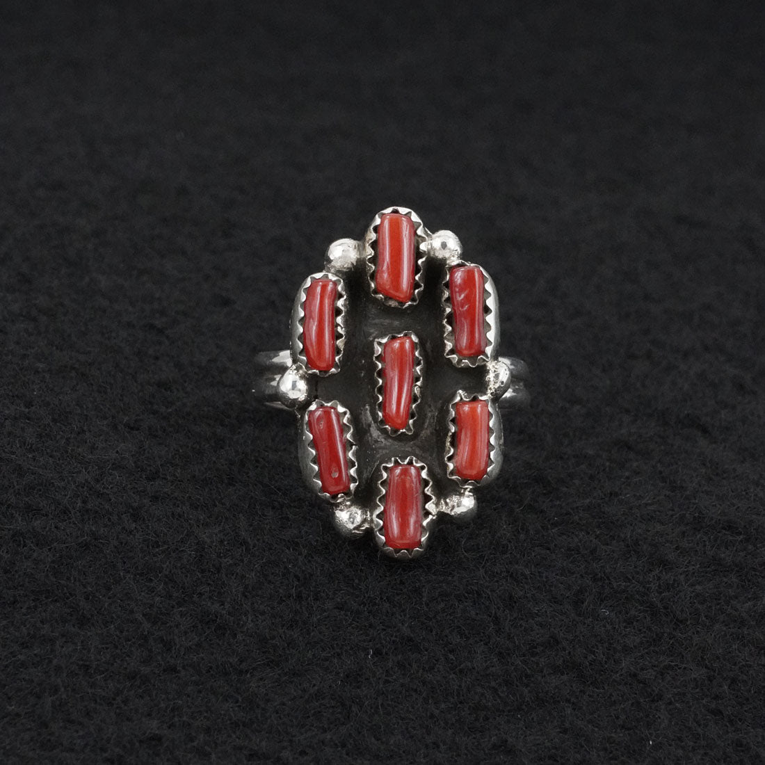 Priscilla Reeder Coral & Sterling Silver Ring Sz. 9