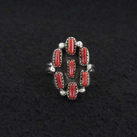 Priscilla Reeder Coral & Sterling Silver Ring Sz. 9