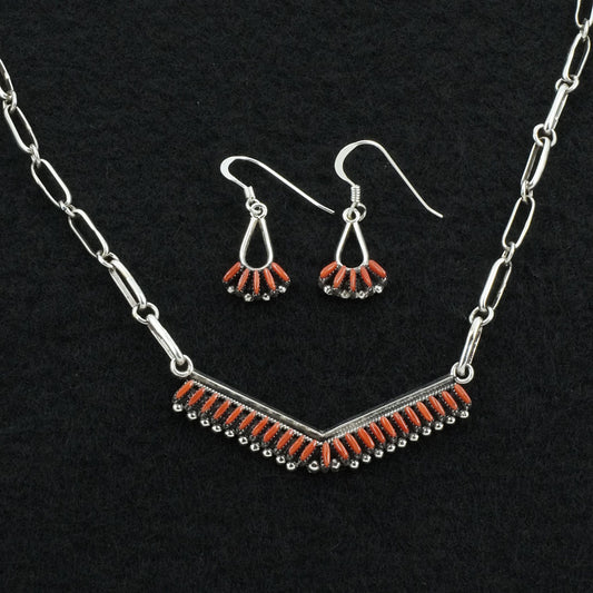 Mildred Ukestine Coral & Sterling Silver Necklace Set