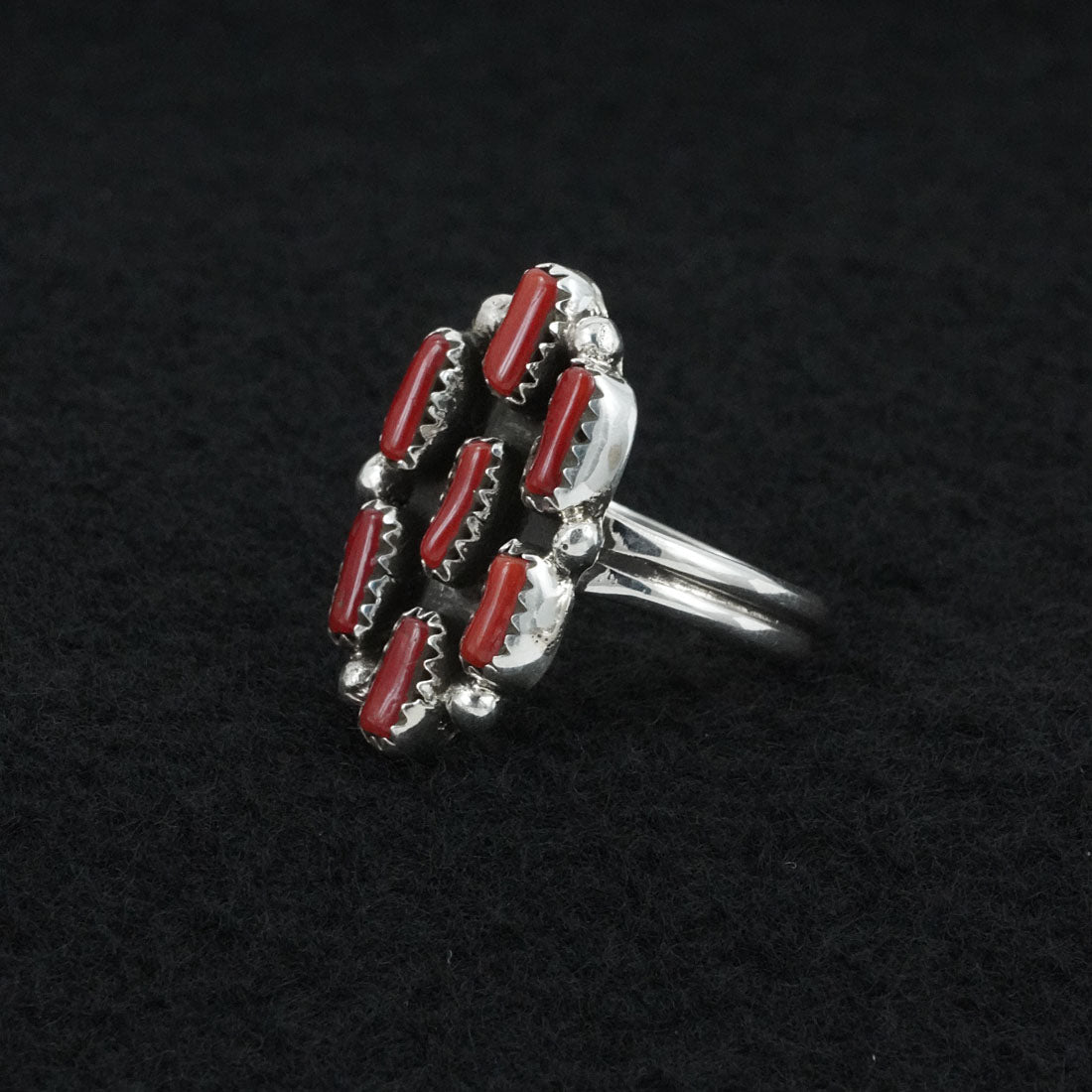 Priscilla Reeder Coral & Sterling Silver Ring Sz. 9