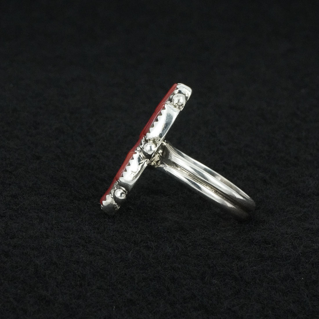 Priscilla Reeder Coral & Sterling Silver Ring Sz. 9