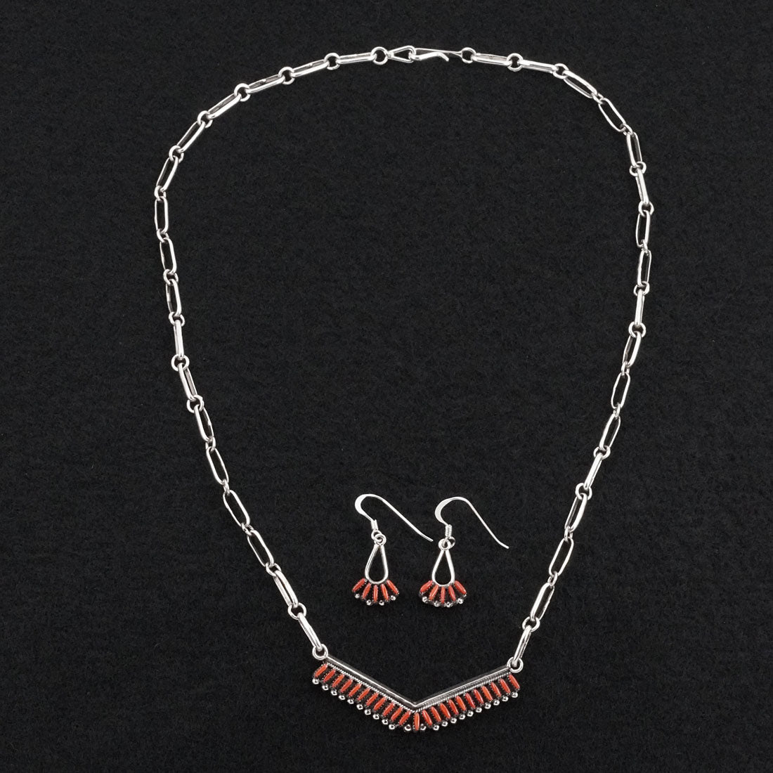 Mildred Ukestine Coral & Sterling Silver Necklace Set
