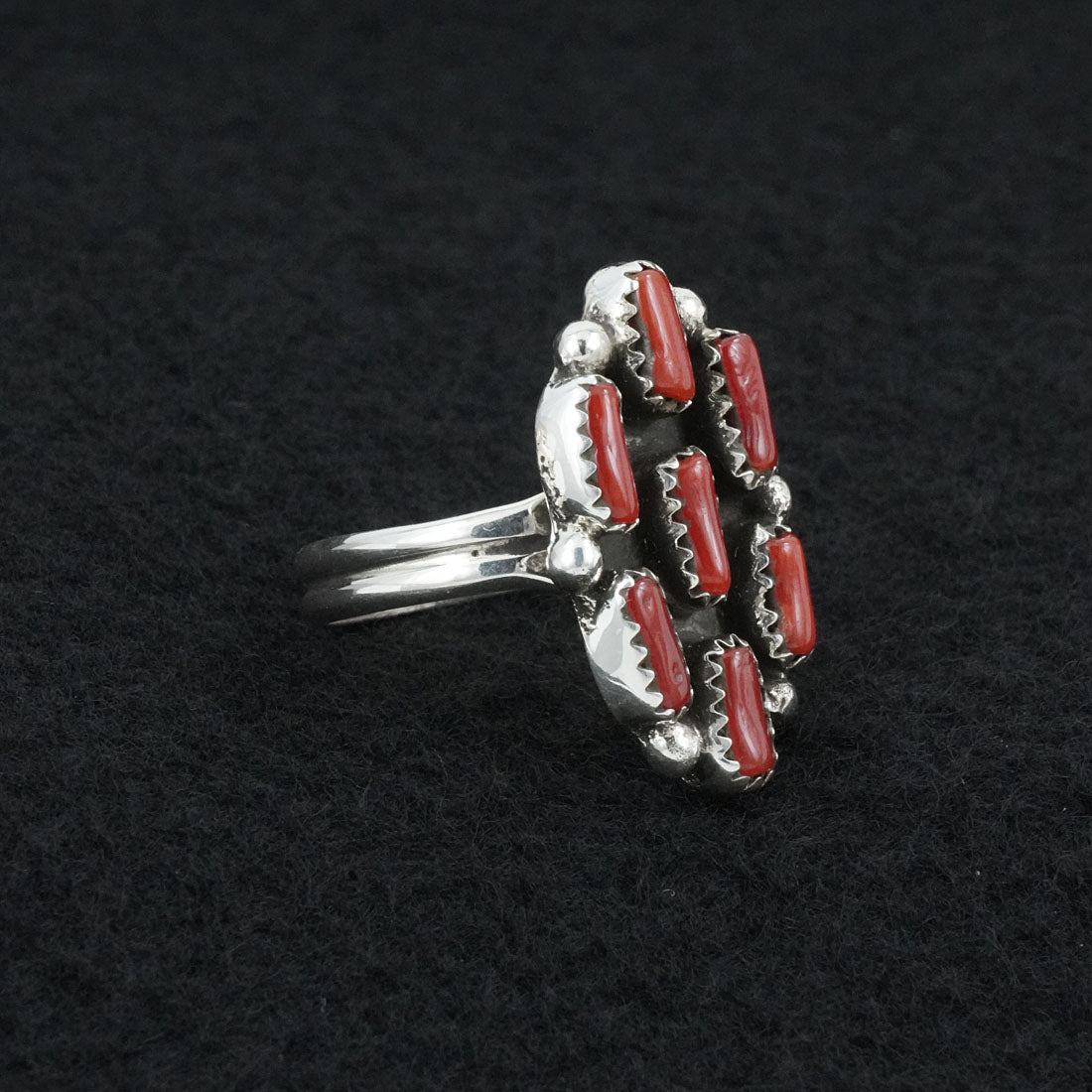 Priscilla Reeder Coral & Sterling Silver Ring Sz. 9