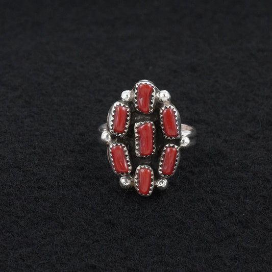Priscilla Reeder Coral & Sterling Silver Ring Sz. 8