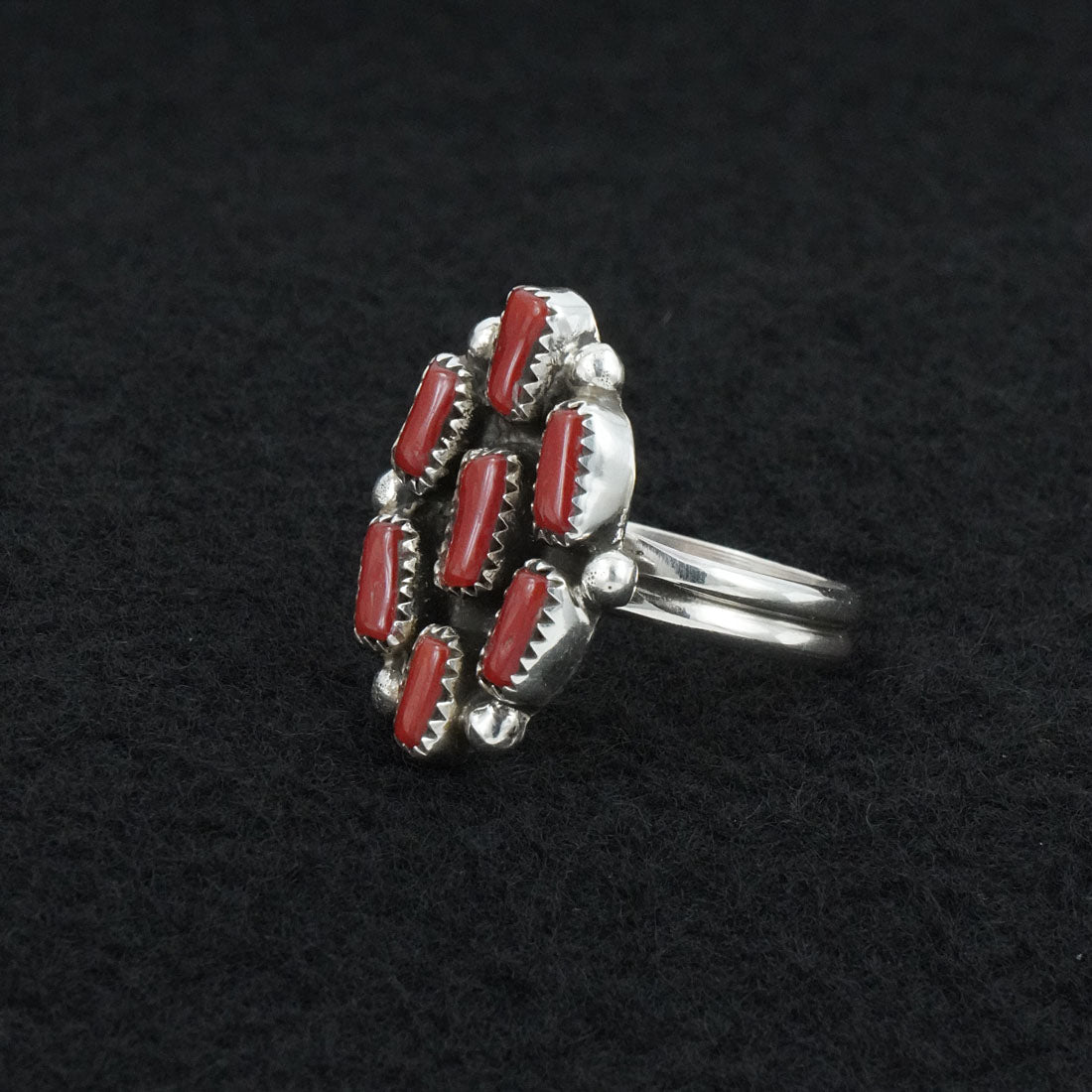 Priscilla Reeder Coral & Sterling Silver Ring Sz. 8