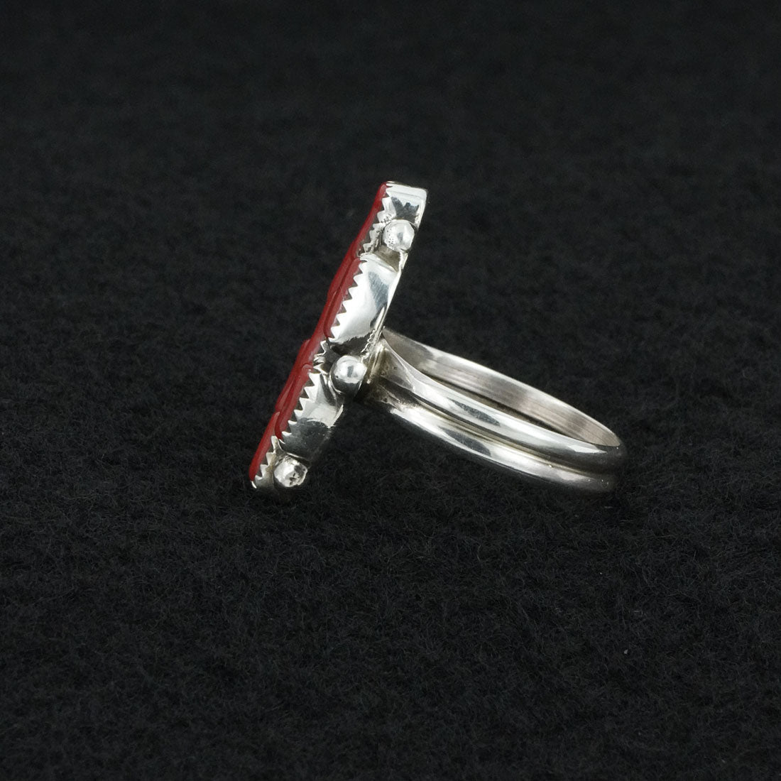 Priscilla Reeder Coral & Sterling Silver Ring Sz. 8