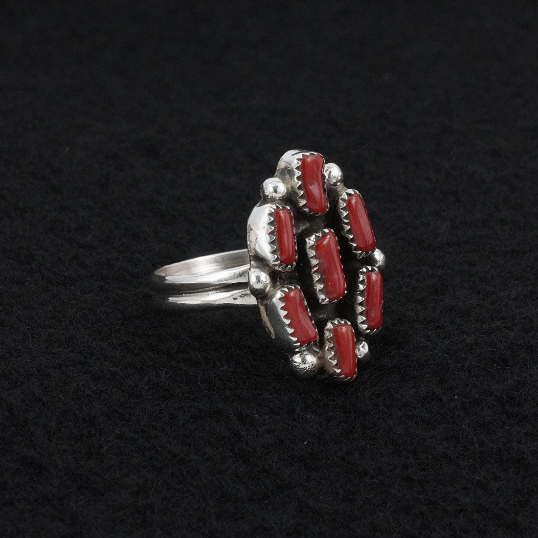 Priscilla Reeder Coral & Sterling Silver Ring Sz. 8