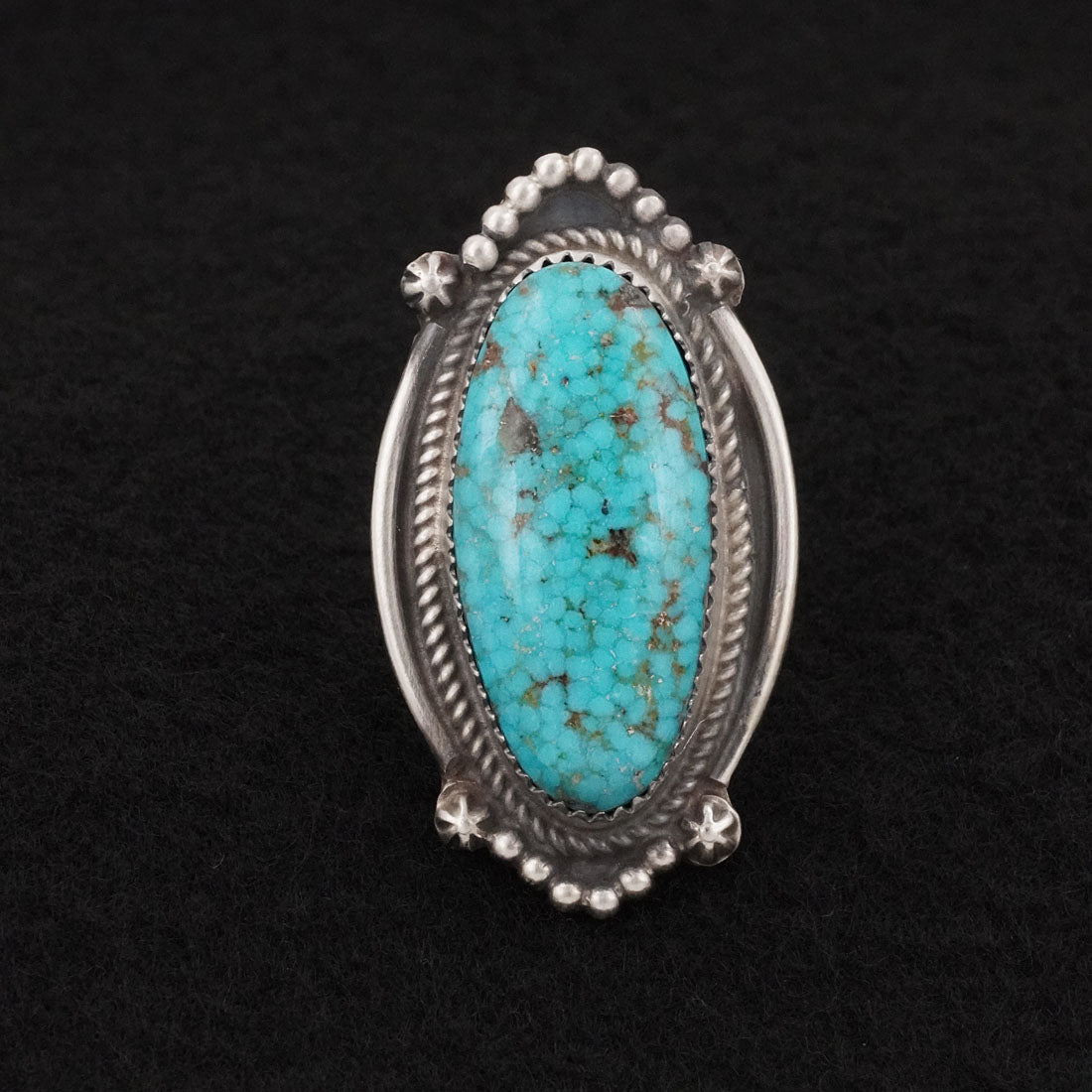 Leslie Nez Turquoise & Sterling Silver Ring Size 7.5