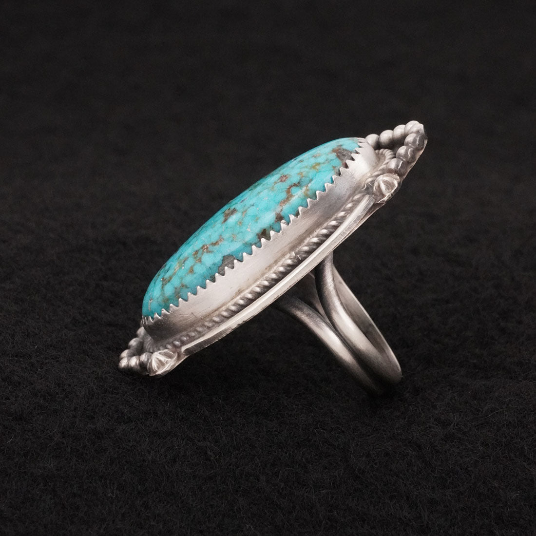 Leslie Nez Turquoise & Sterling Silver Ring Size 7.5