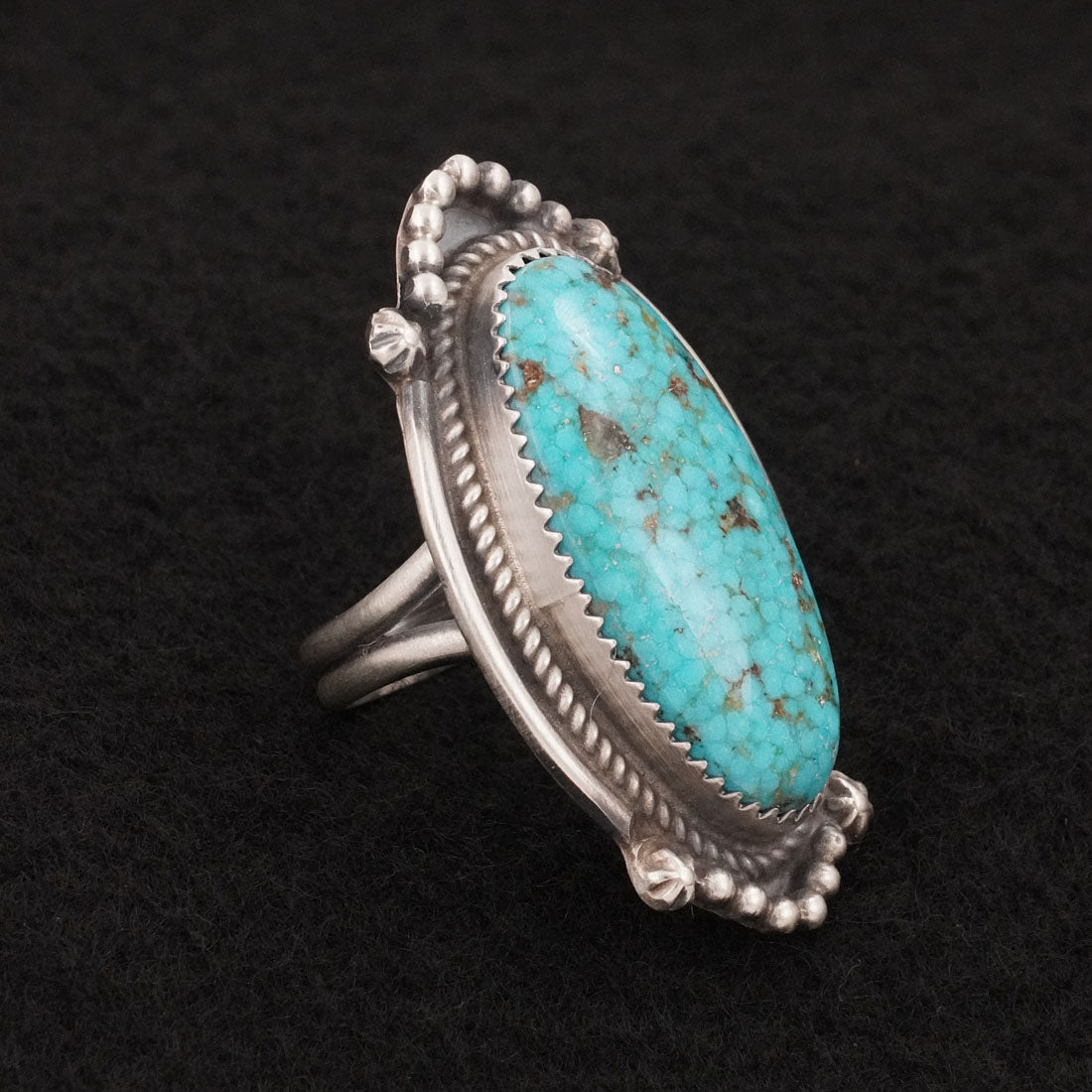 Leslie Nez Turquoise & Sterling Silver Ring Size 7.5