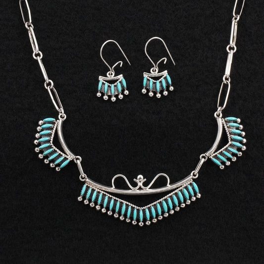 Stewart Nakatewa Turquoise & Sterling Silver Necklace Set