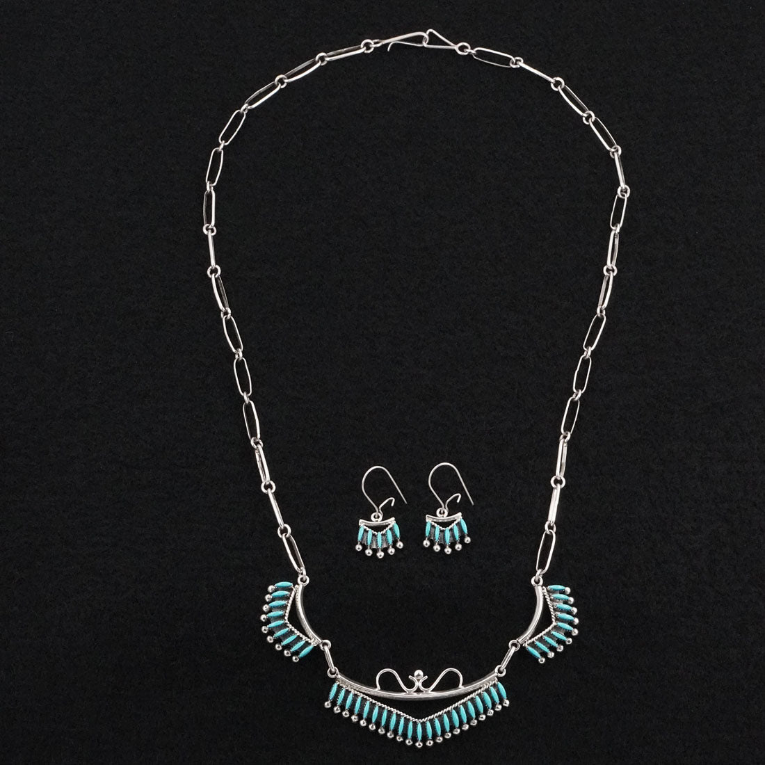 Stewart Nakatewa Turquoise & Sterling Silver Necklace Set