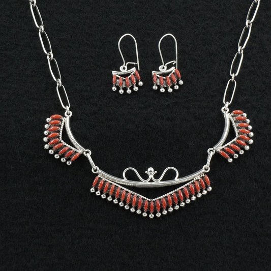 Stewart Nakatewa Coral & Sterling Silver Necklace Set