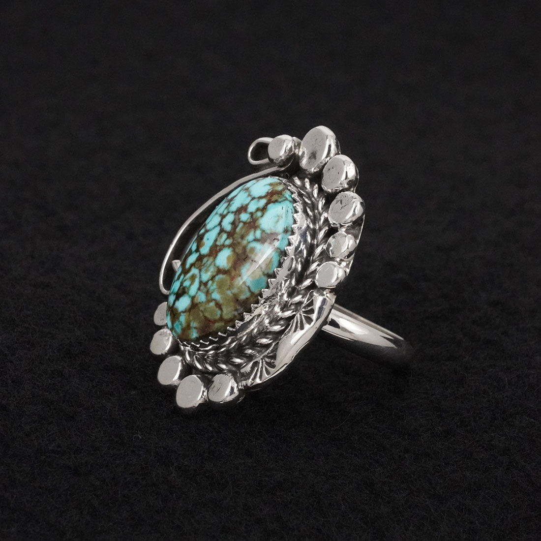 Phil Nez Turquoise & Sterling Silver Ring Adj.