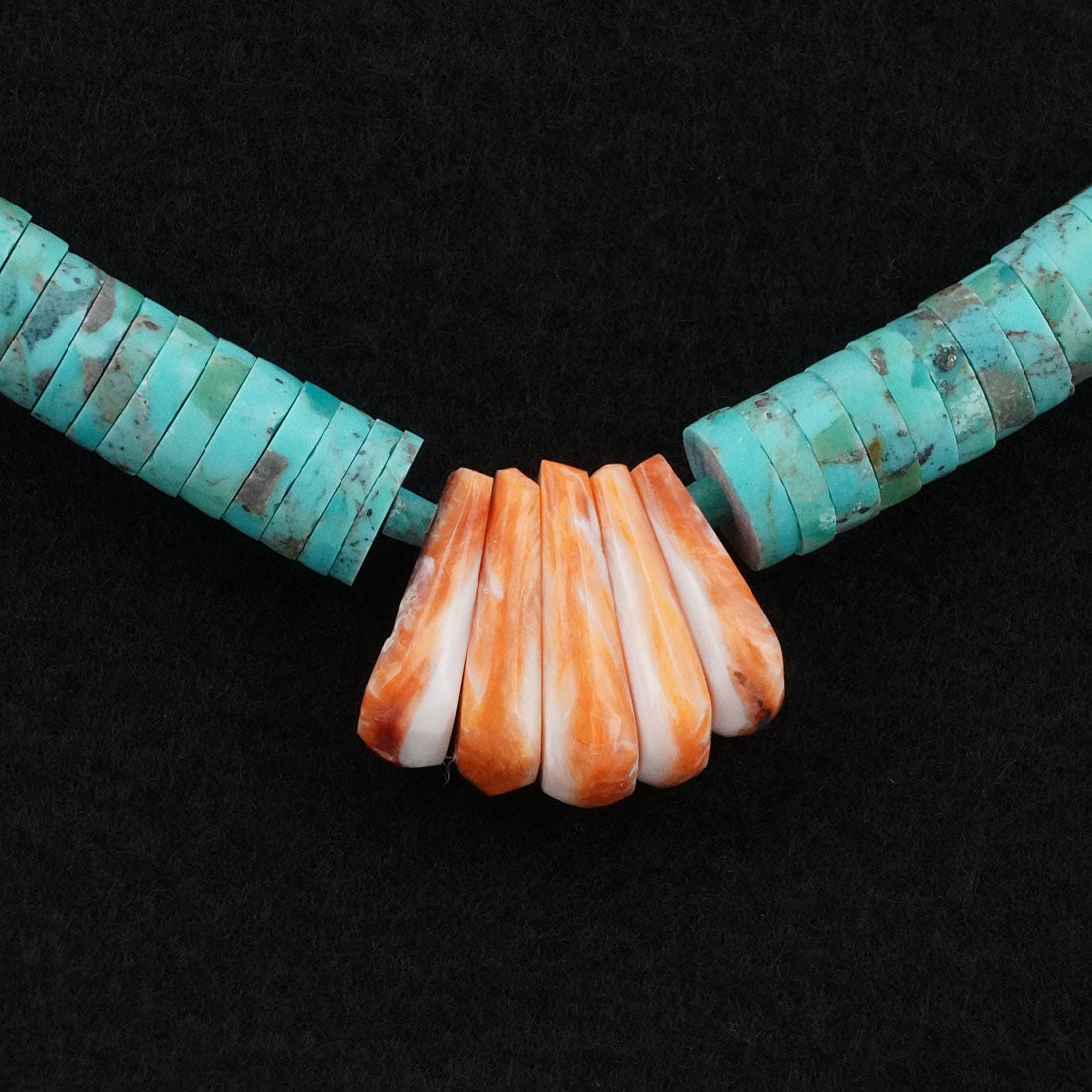 Lupe Lavato Turquoise, Spiny Oyster & Sterling Silver Necklace 20"