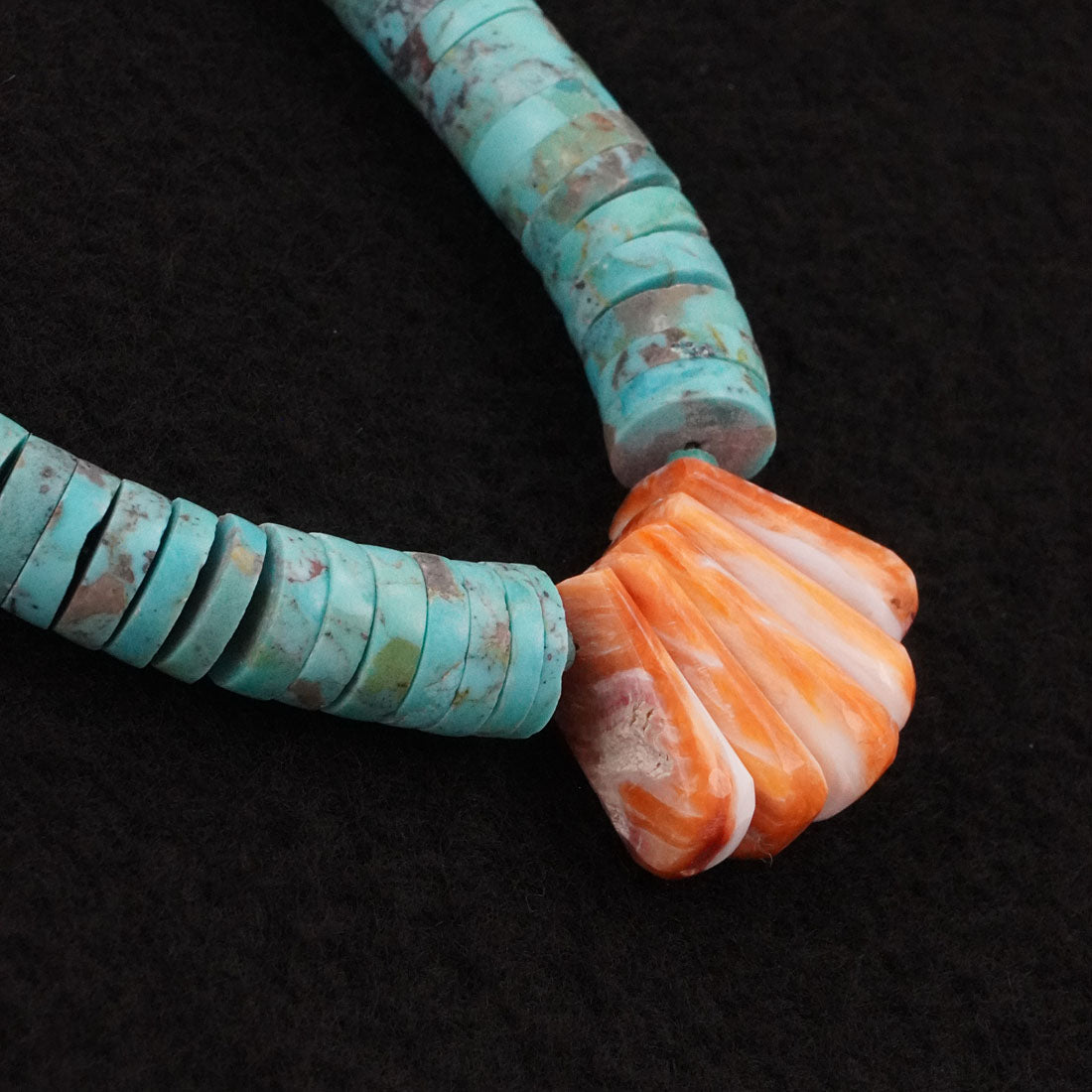Lupe Lavato Turquoise, Spiny Oyster & Sterling Silver Necklace 20"