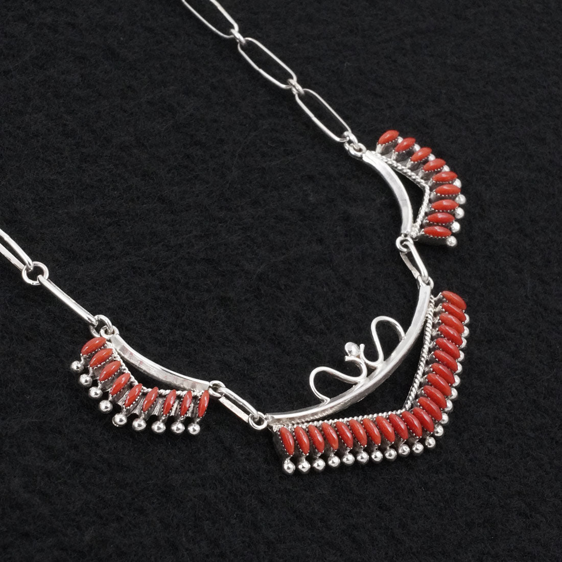 Stewart Nakatewa Coral & Sterling Silver Necklace Set