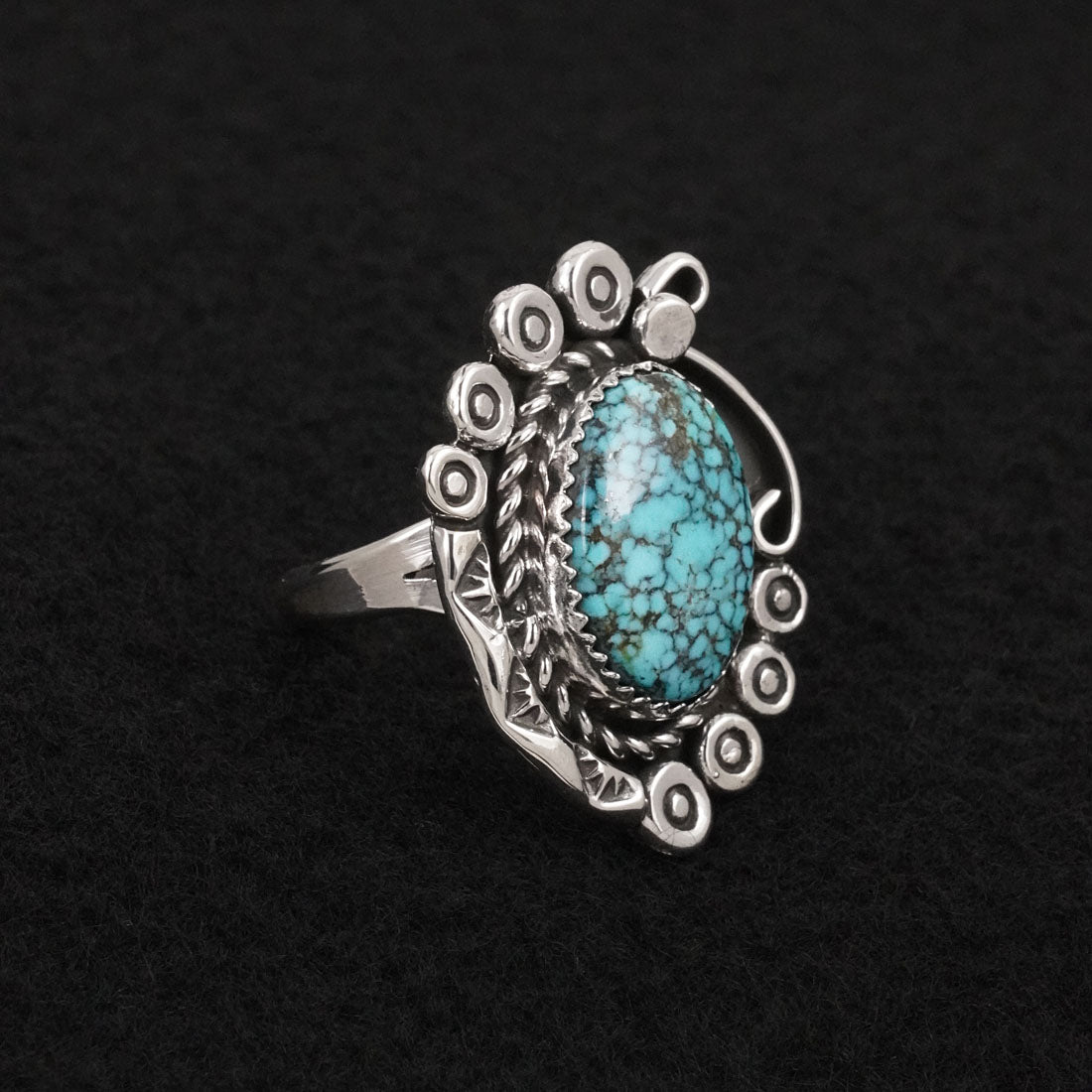 Phil Nez Turquoise & Sterling Silver Ring Adj.